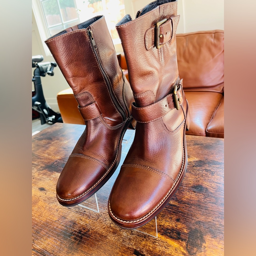 COLE HAAN ENGINEER BROWN BOOTS SIZE 9 M CO8714 BIKER MOTORCYCLE BOOTS FOR MEN